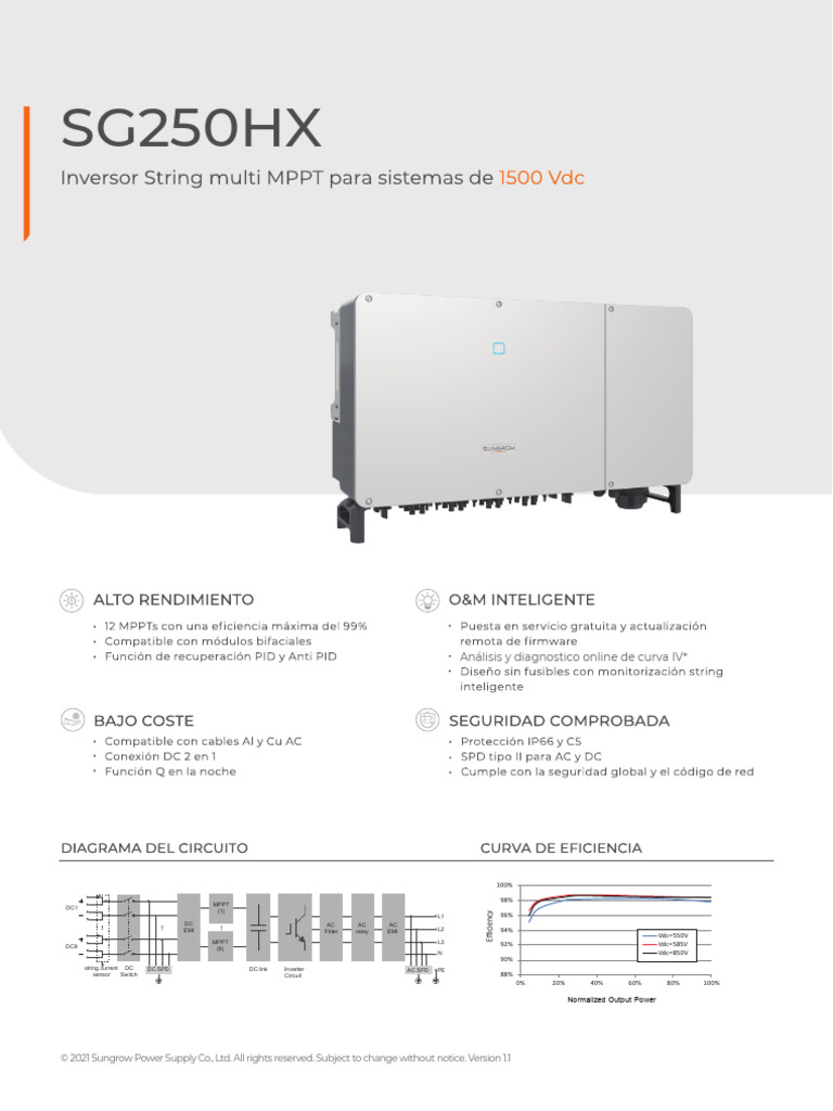 SG250HX Datasheet Overview | PDF | Power Supply | Equipment