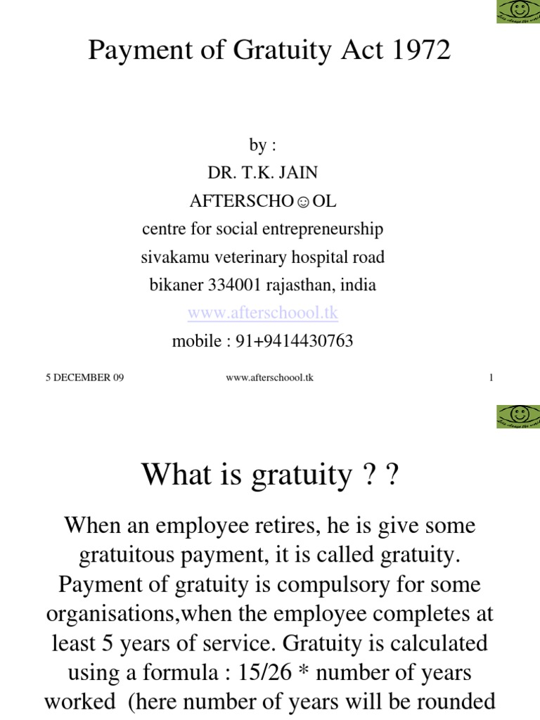 Payment Of Gratuity Act 1972 Pdf