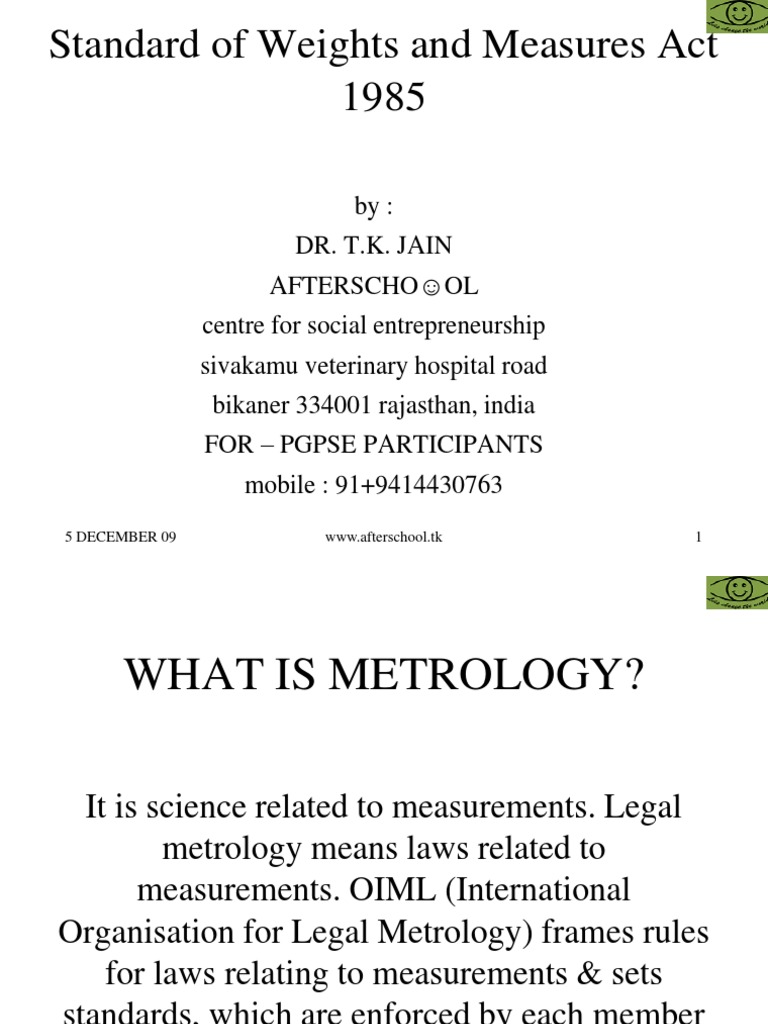 Standard of weights and measures act 1985 pdf