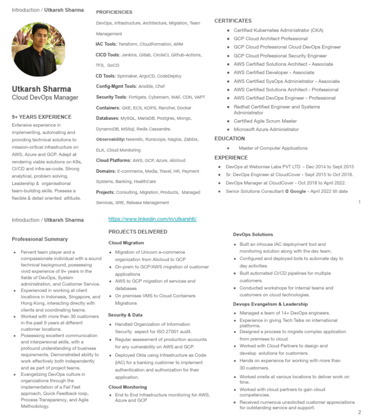 Cloud DevOps Manager Expertise | PDF | Cloud Computing | Amazon Web ...