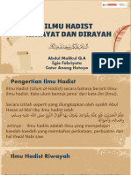 Ilmu Hadist Riwayah Dan Dirayah