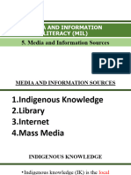 MEDIA AND INFORMATION Sources