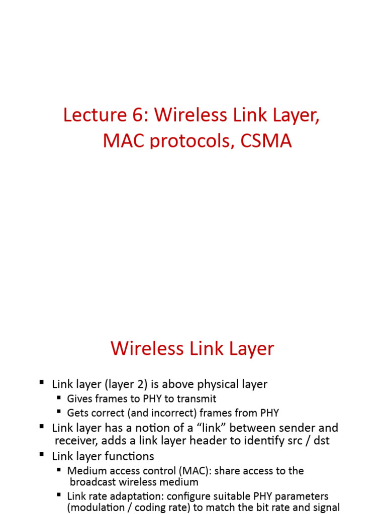 Lecture06 Mac Csma | PDF | Multiplexing | Transmission Control Protocol