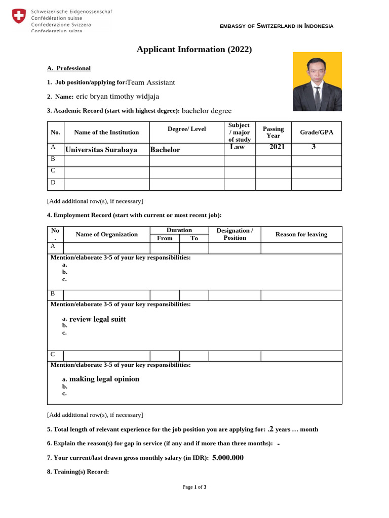 FDFA Application Form Overview | PDF
