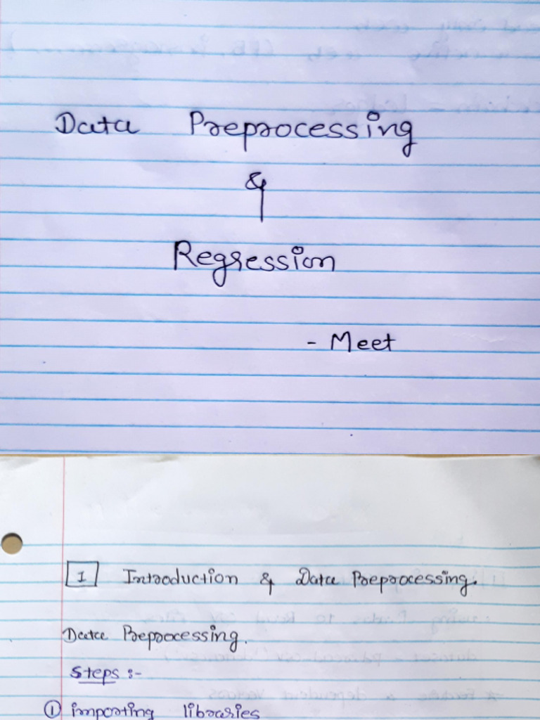 Hand Written Notes of Data Preprocessing and Regression | PDF