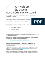 Quais Os Níveis de Educação Escolar Obrigatória em Portugal