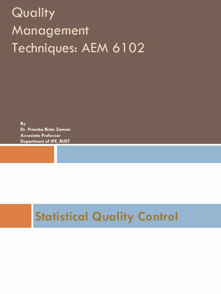Statistical Quality Control Techniques | PDF | Statistics | Applied ...