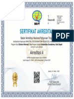 Sertifikat Akreditasi s1 Sistem Informasi 2020-2025