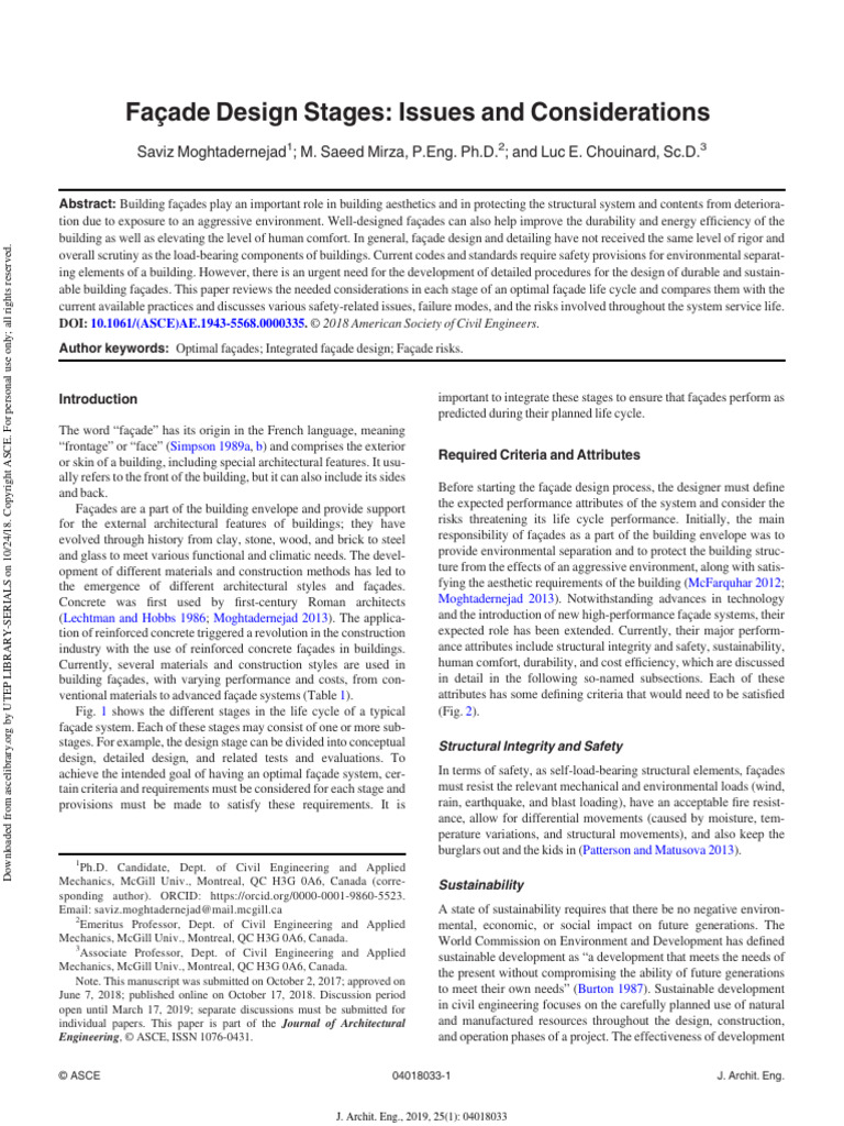 Facade Design Stages Issues And Considerations Pdf Concrete