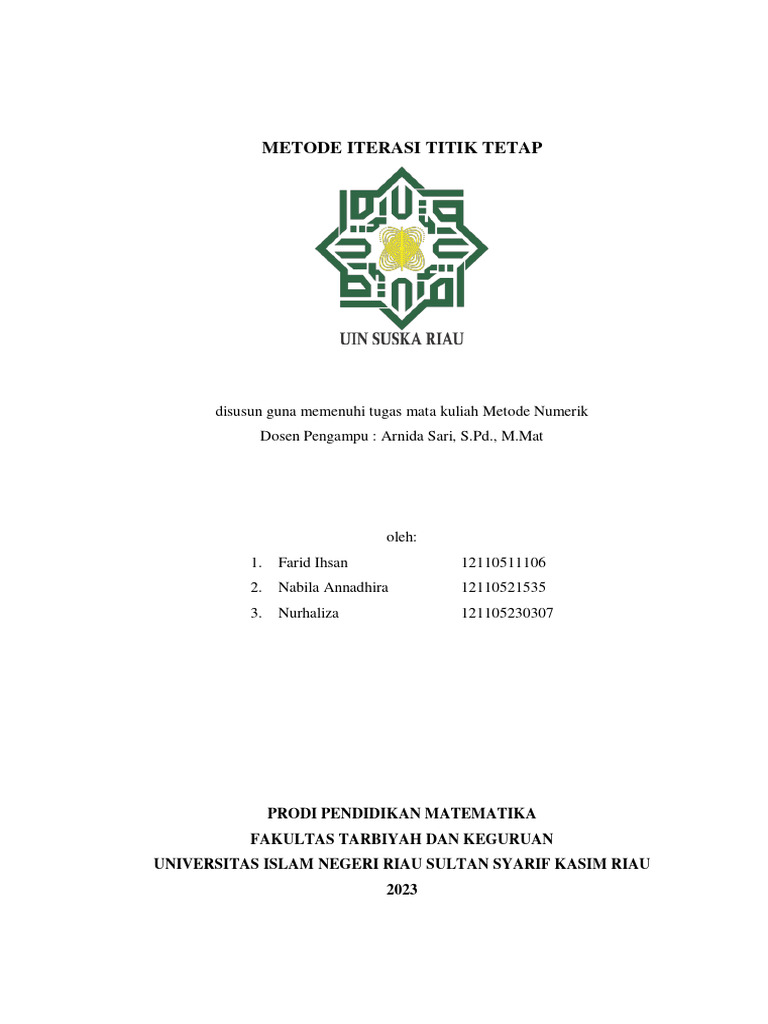 Metode Iterasi Titik Tetap dalam Numerik | PDF