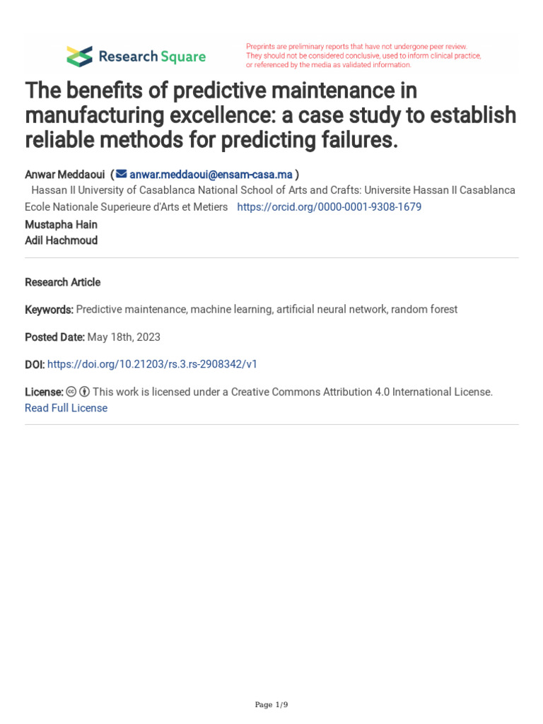 The Benefits Of Predictive Maintenance In Manufact Download Free Pdf