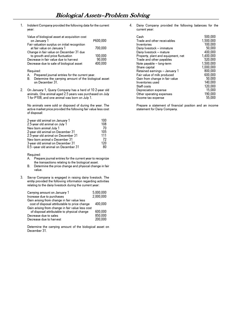 15 Biological Assets Problem Solving PDF