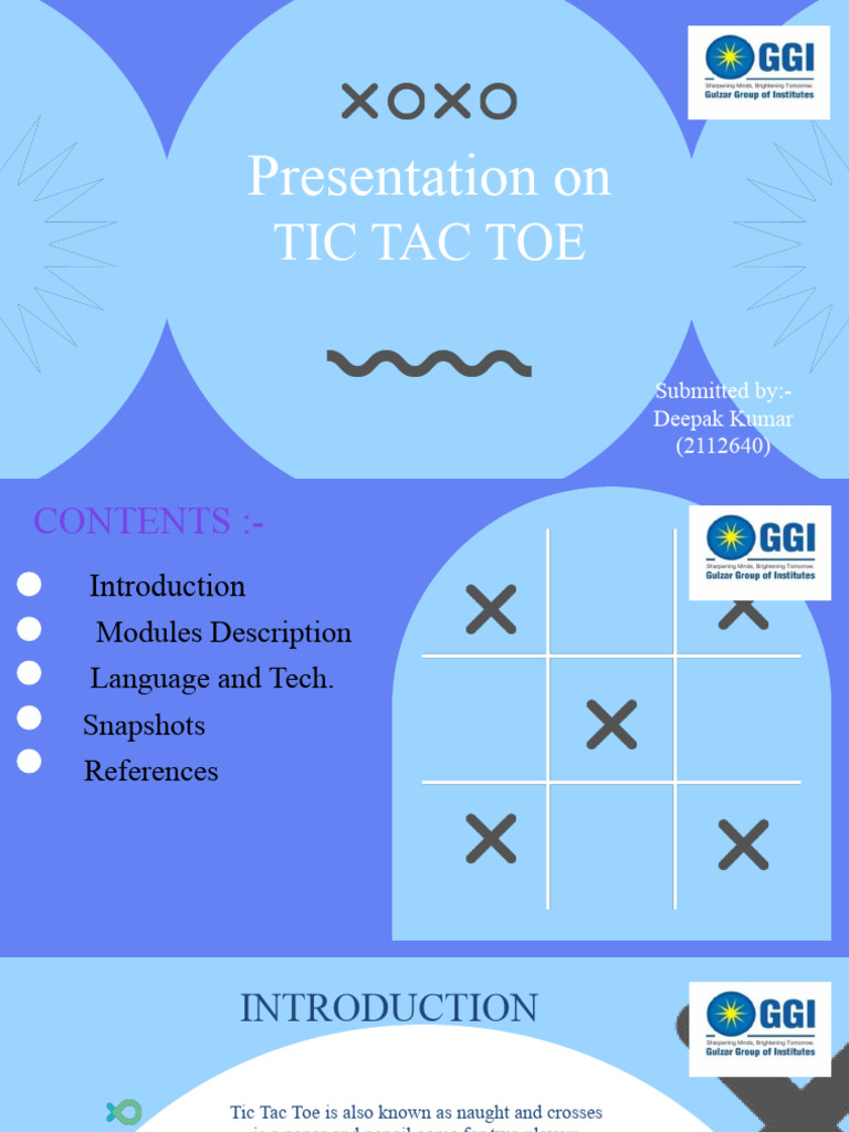 Tic Tac Toe Game Presentation | PDF
