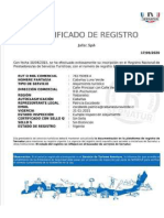 Certificado de Registro Vigente