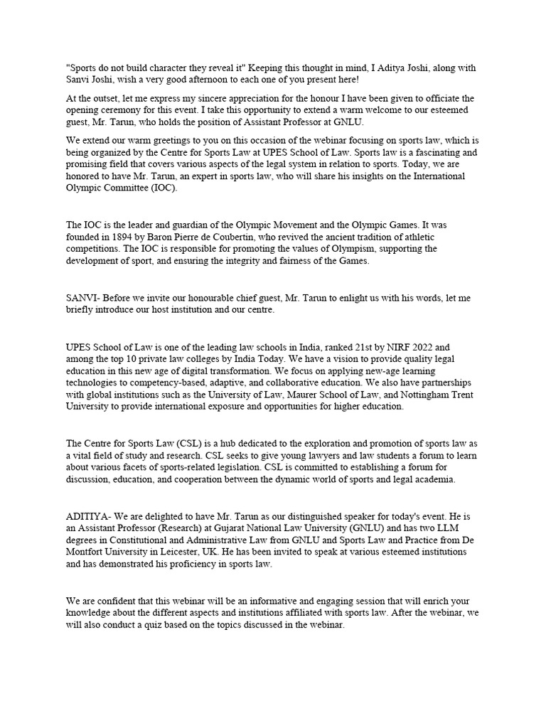 Sports Law PDF Olympic Games