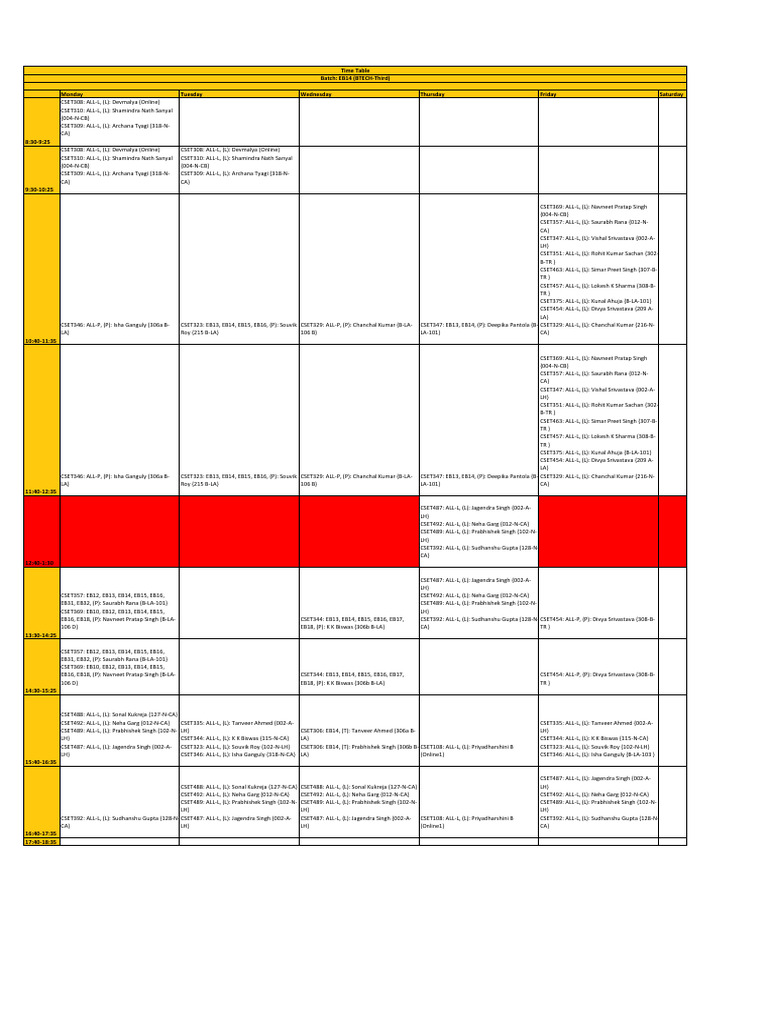 Rgpv Time Table Btech