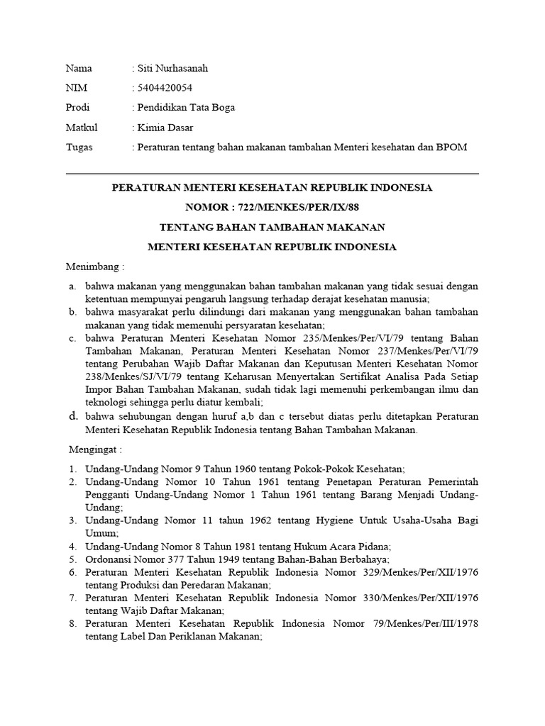 Peraturan Pangan Tambahan | PDF