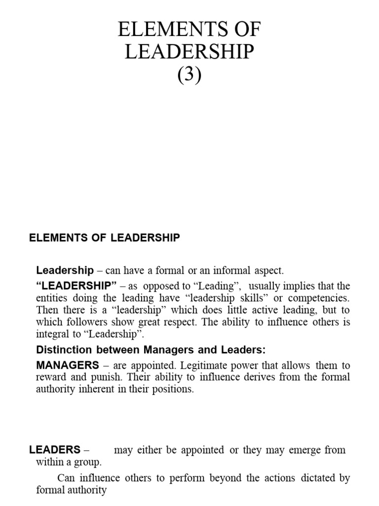 Key Elements of Effective Leadership | PDF