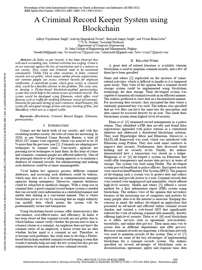 Blockchain-Based Criminal Record System | PDF | Computer Network ...