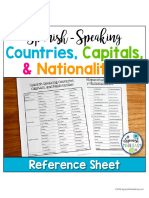 Countries Capitals and Nationalities Reference Sheet