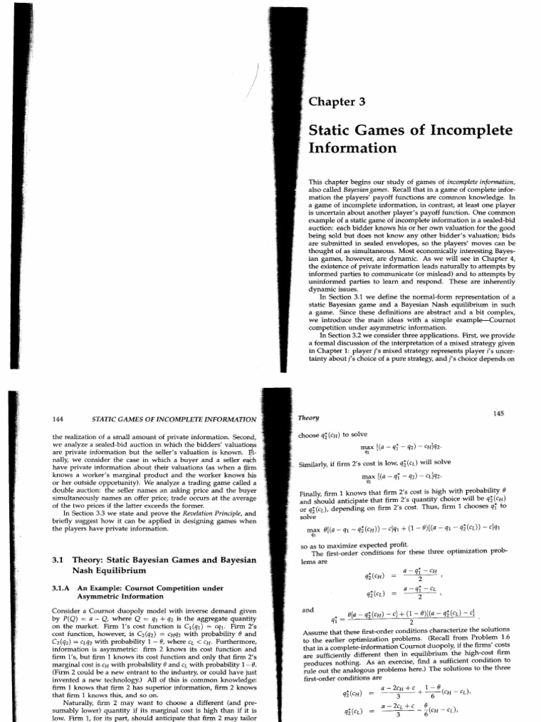 Static Bayesian Games Explained | PDF | Auction | Auction Theory