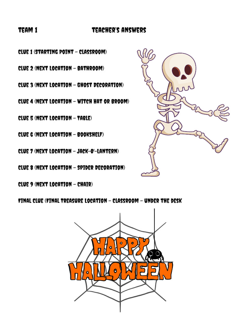 Halloween Treasure Hunt PDF Classroom