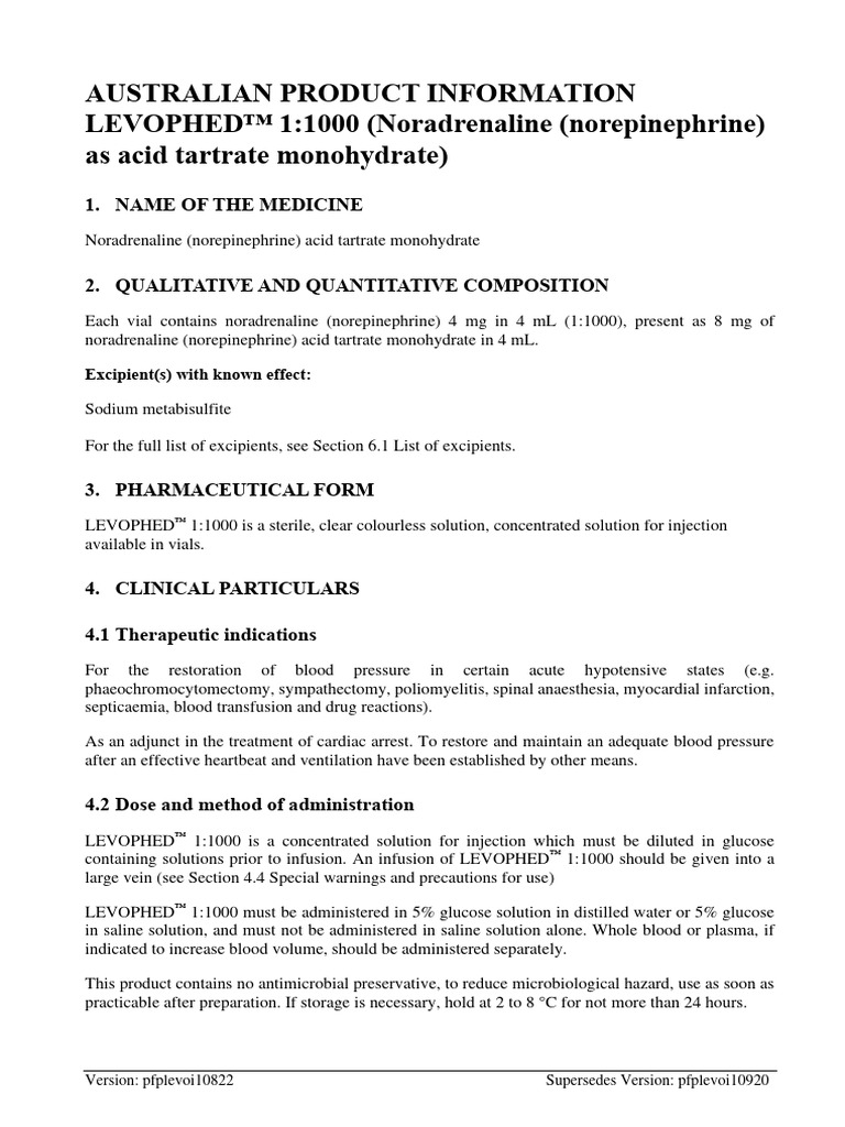 Levophed 11000 PI PDF