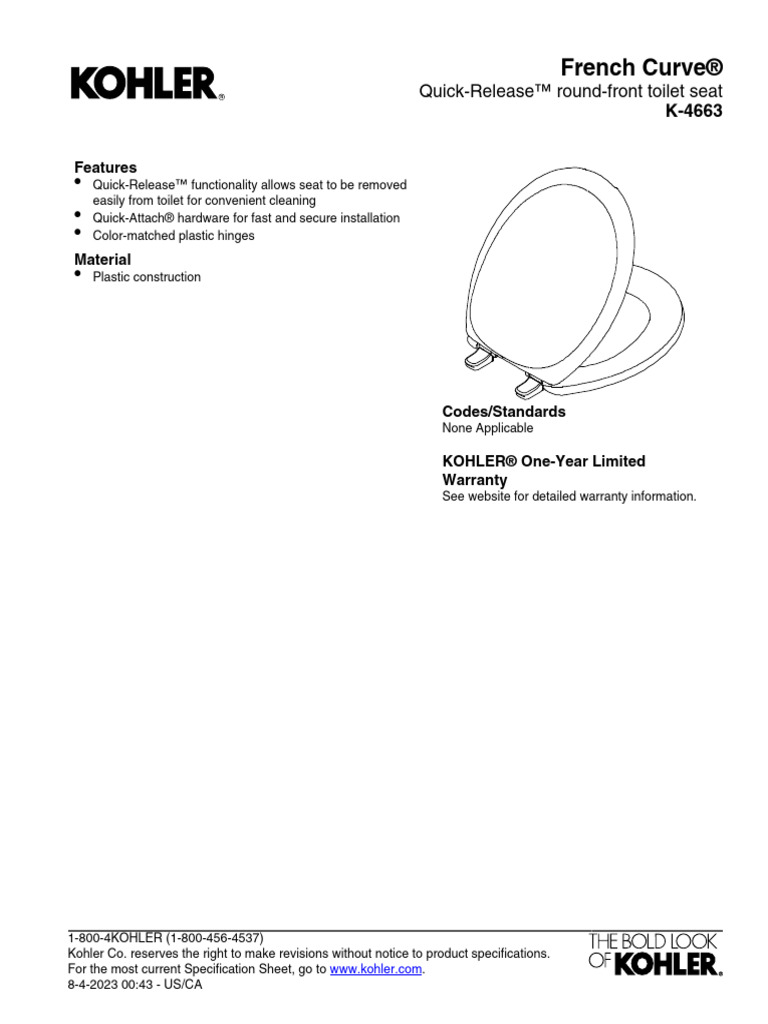 K4663_spec_USCA_Kohler_en PDF Equipment Manufactured Goods