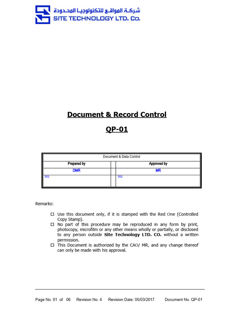 Document Control for Site Tech | PDF