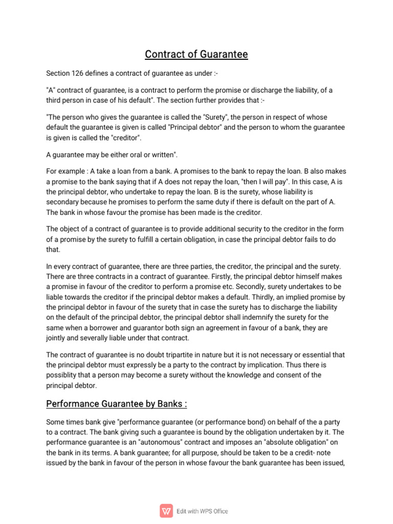 Contract of Guarantee PDF