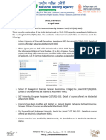 Public Notice 10 April 2023 Subject: Additions/Amendments in Common University Entrance Test (CUET - (PG) 2023)