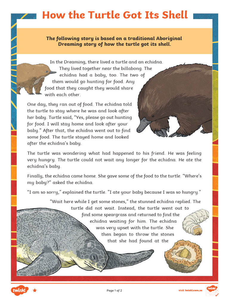 Aboriginal Tale: Turtle's Shell Origin | PDF | Turtle
