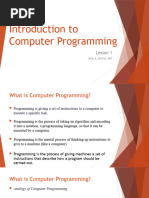 Lesson 1 - Introduction To Computer Programming