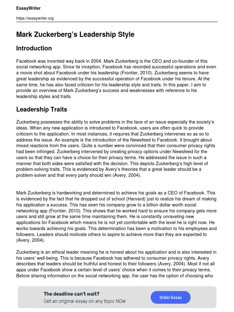 Mark Zuckerbergs Leadership Style Download Free Pdf Leadership