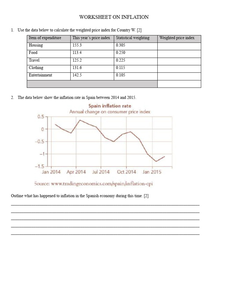 Inflation Calculation Worksheet | PDF | Inflation | Price Indices