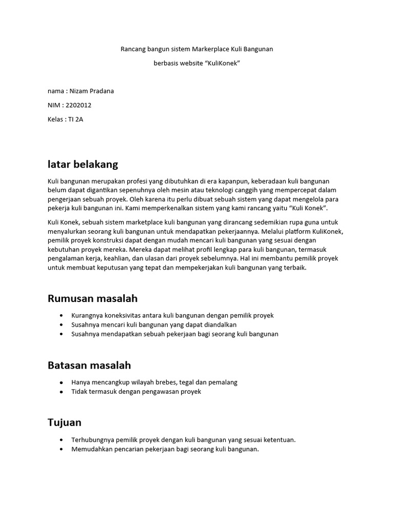 Marketplace Kuli Bangunan KuliKonek | PDF