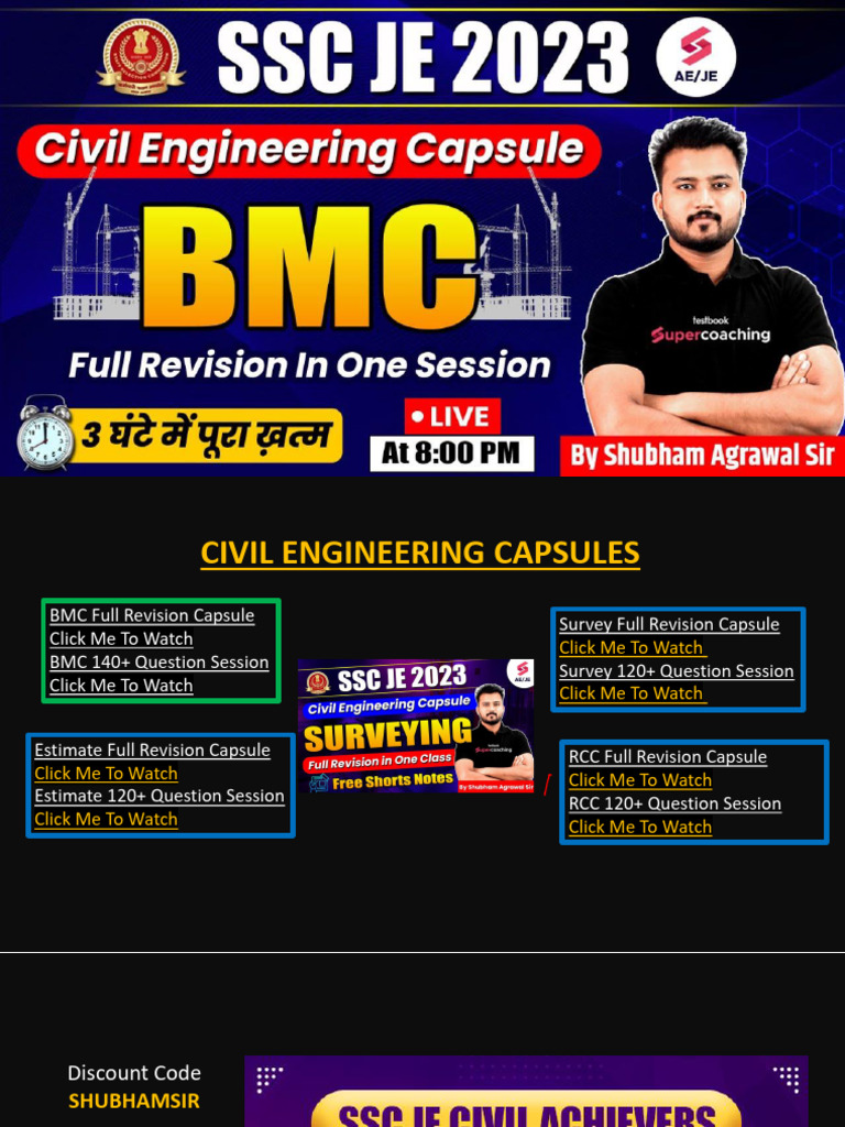 BMC Civil Engineering Revision Notes | PDF | Lime (Material) | Concrete