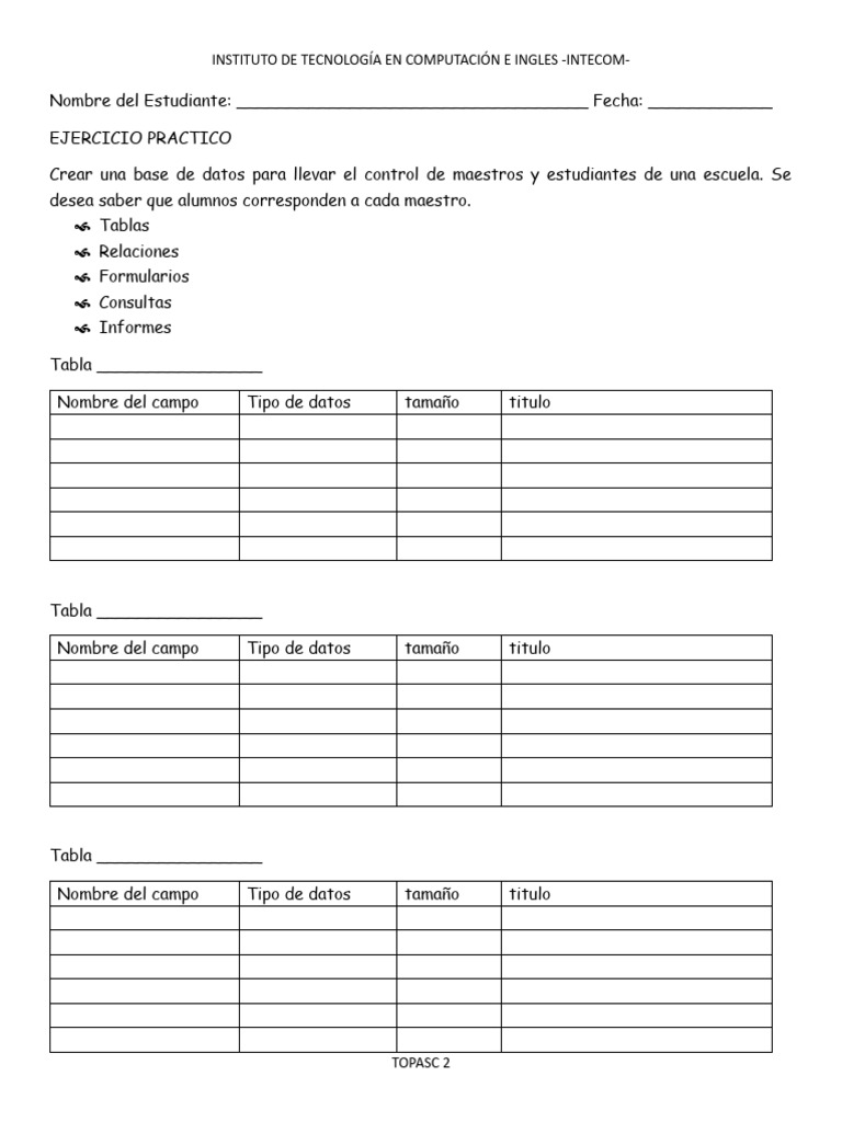 Base de datos escuela access pdf