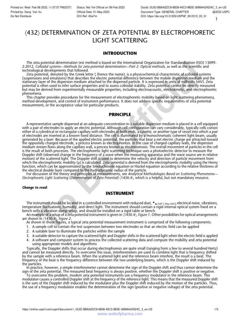 432 Determination Of Zeta Potential By Electrophoretic Light