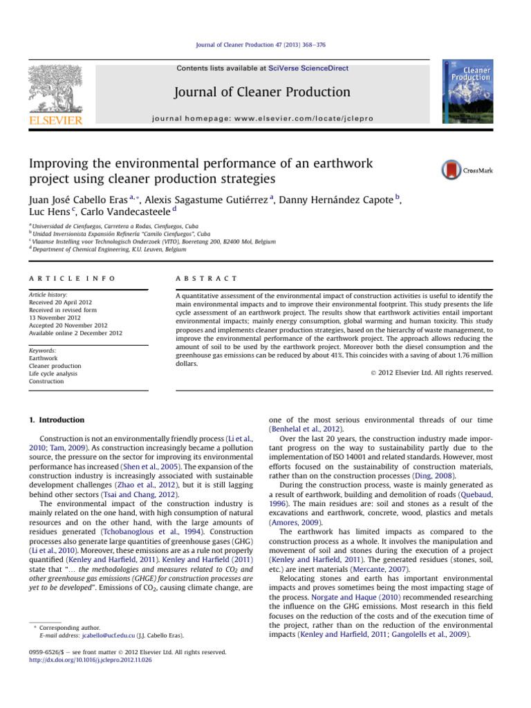 2013 A Improving The Environmental Performance of An Earthwork Project ...