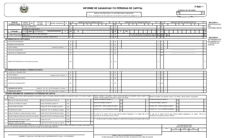 Informe De Ganancias Y Pérdidas De Capital Formato F944 Pdf
