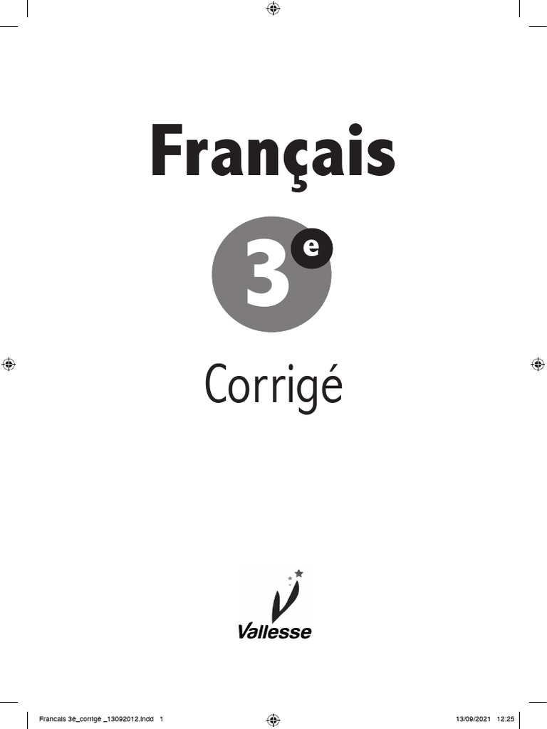 3e valesse francais corrige pdf