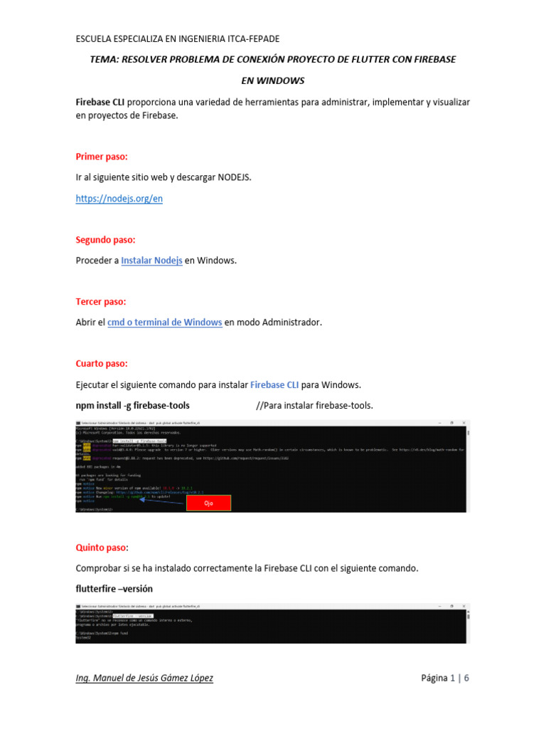 Resolver Problema de Conexión Proyecto de Flutter Con Firebase | PDF ...