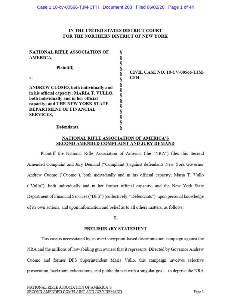 NRA Complaint PDF National Rifle Association Insurance