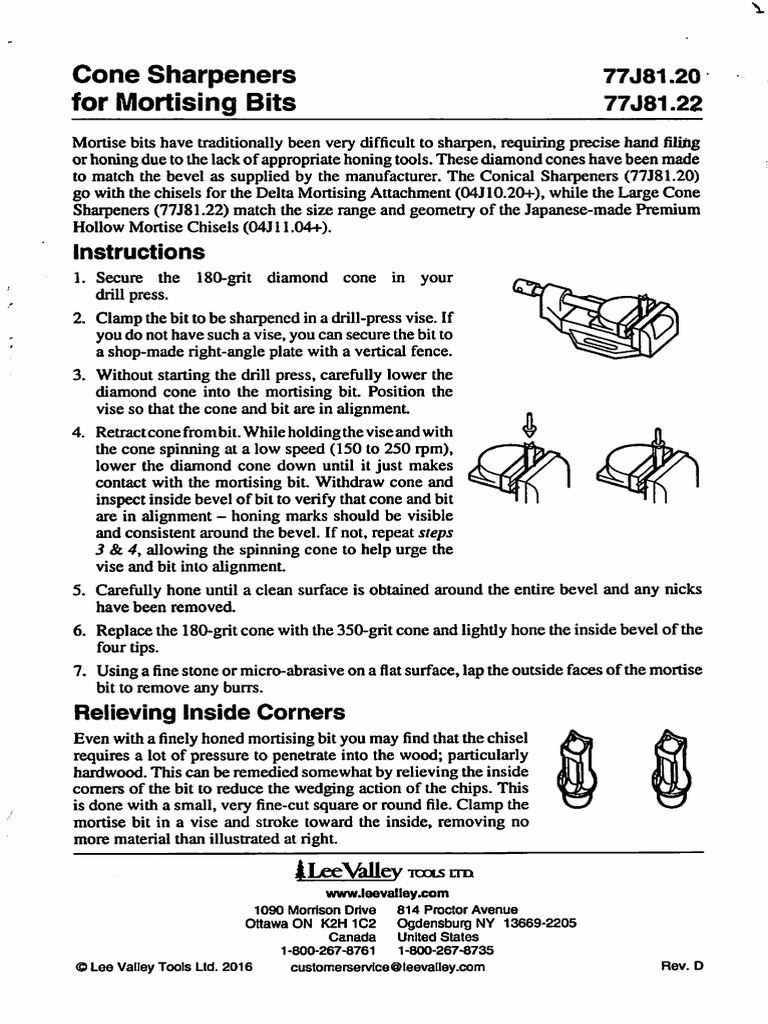 Mortise Bits Cone Sharpener PDF