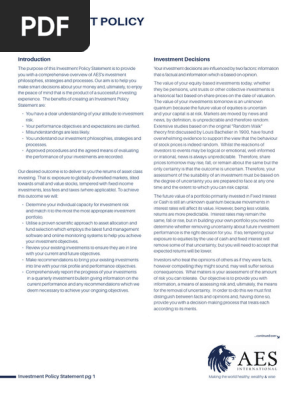 Formal Investment Policy Statement