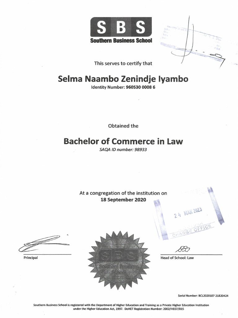 Bcom law sbs pdf