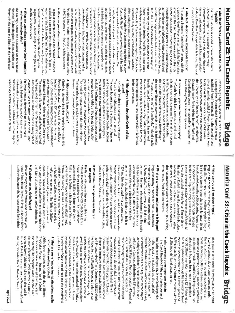 The CR Maturita Card PDF