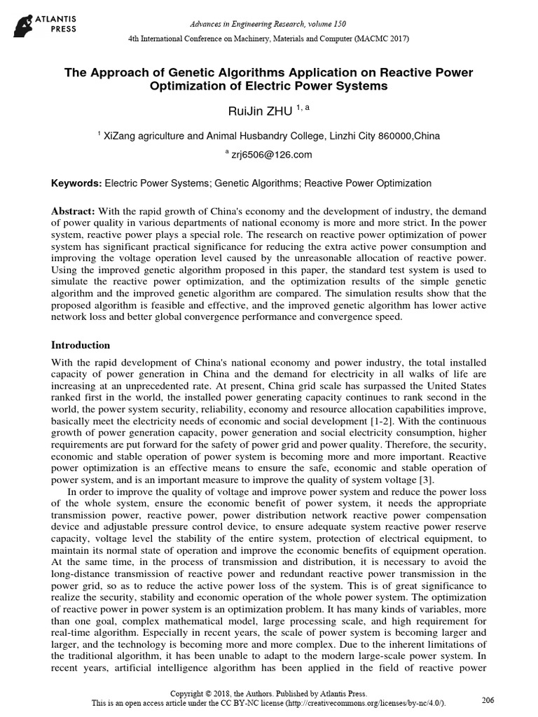 The Approach of Genetic Algorithms Application On Reactive Power ...
