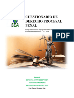 CUESTIONARIO DE DERECHO PROCESAL PENAL Equipo 8